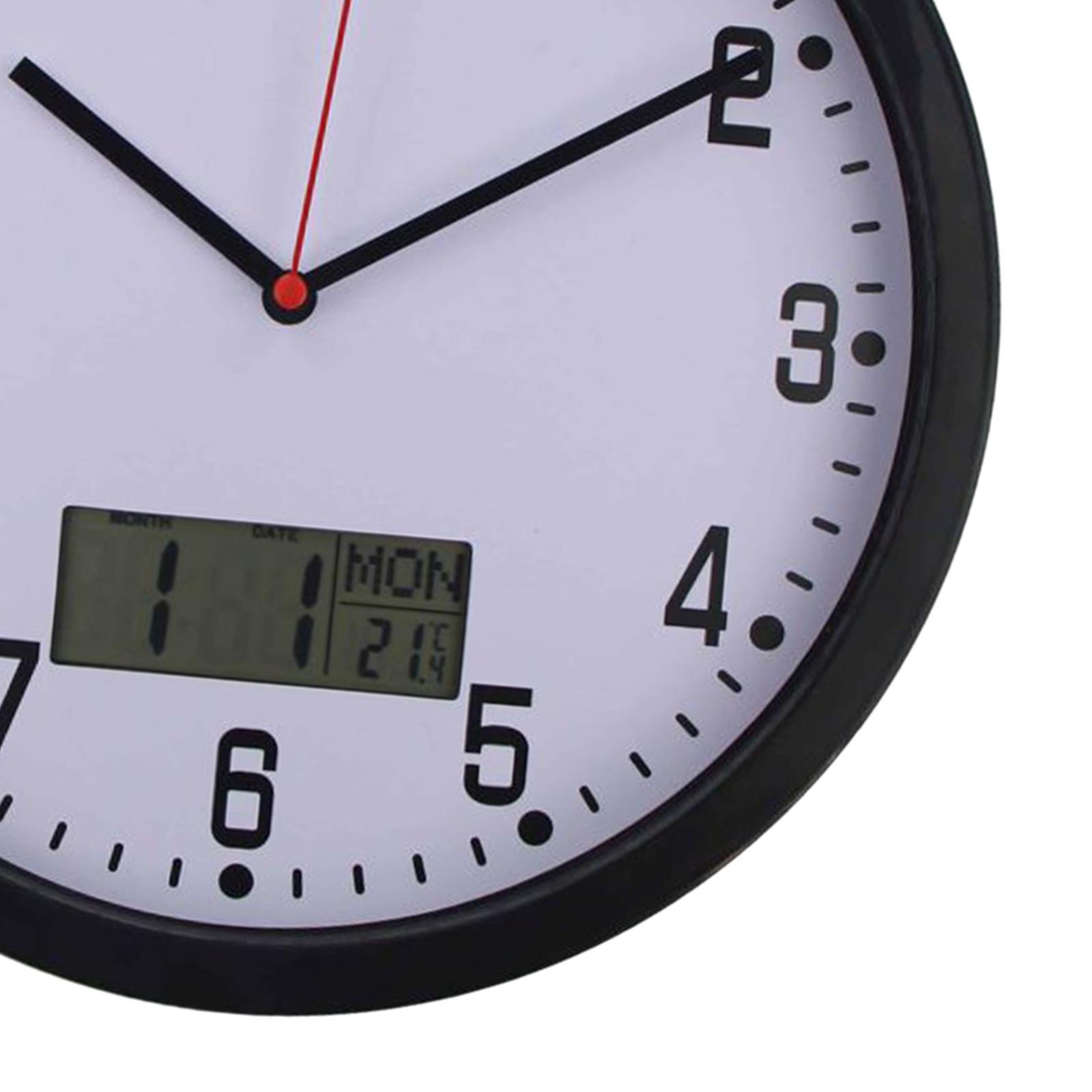 Modern Minimalist Wall Clock with Date and Temperature Large Display Clocks