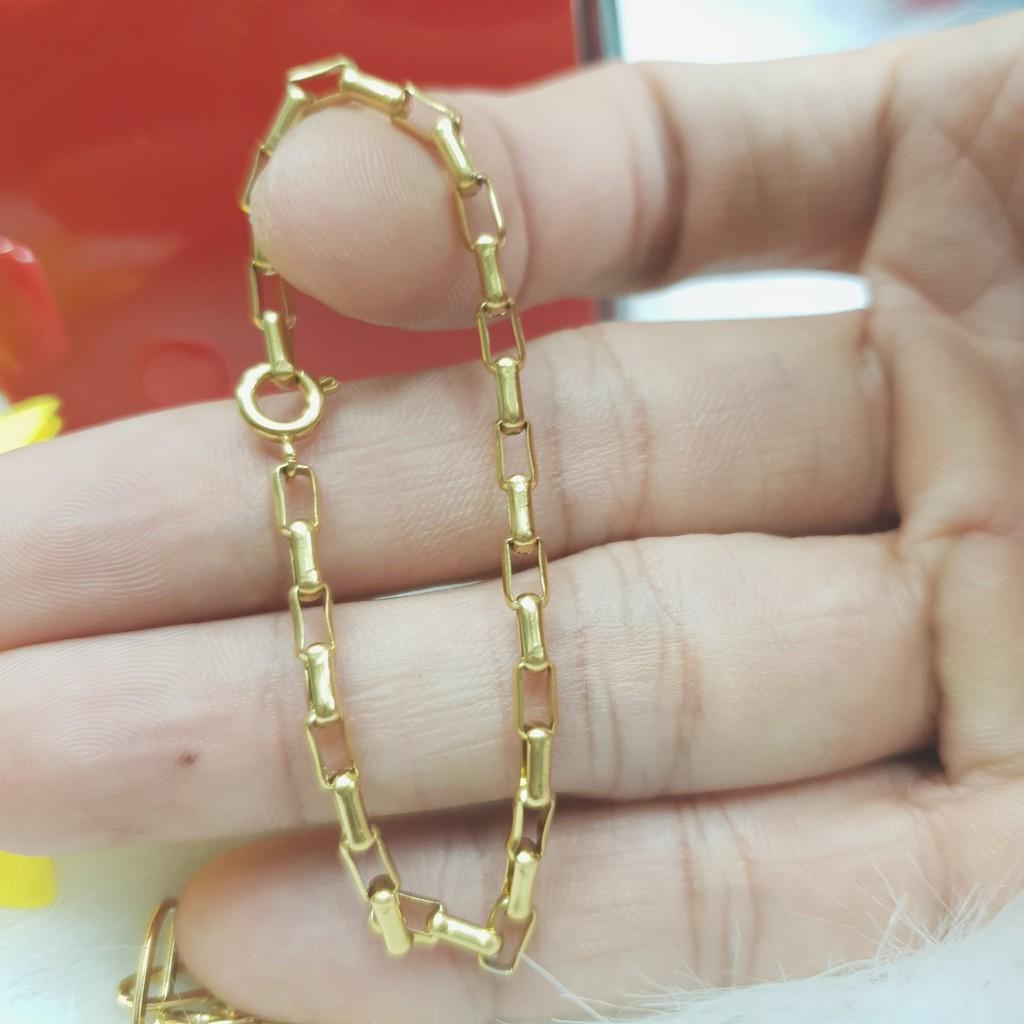 Lắc Tay Xích Vuông Bọng Nhẹ Titanium Cao Cấp- Dùng lâu dài tắm rửa thoải mái