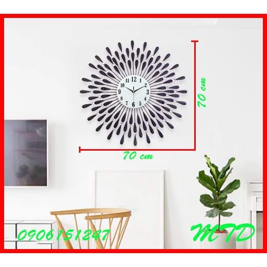 Đồng hồ treo tường trang trí decor MTD giọt nước Mặt Trời Đen kích thước 70 x 70 cm