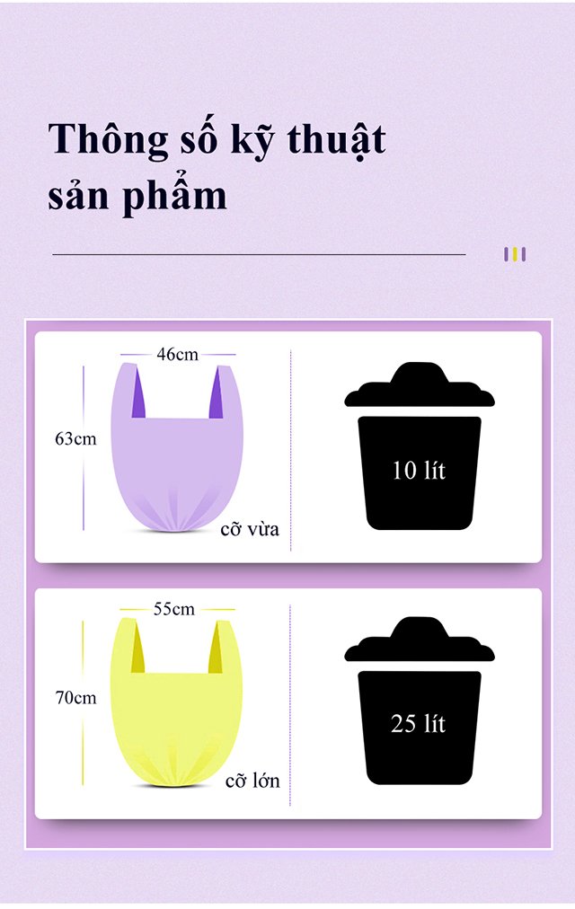 MyJae Túi Rác Có Quai, Tự Phân Hủy, Dạng Cuộn 2 Size 10L 25L