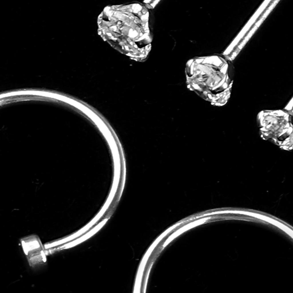 2-7pack 6Pcs C-shape Ring Bar Zircon Ear Stud Nose Helix Earrings Body Piercing