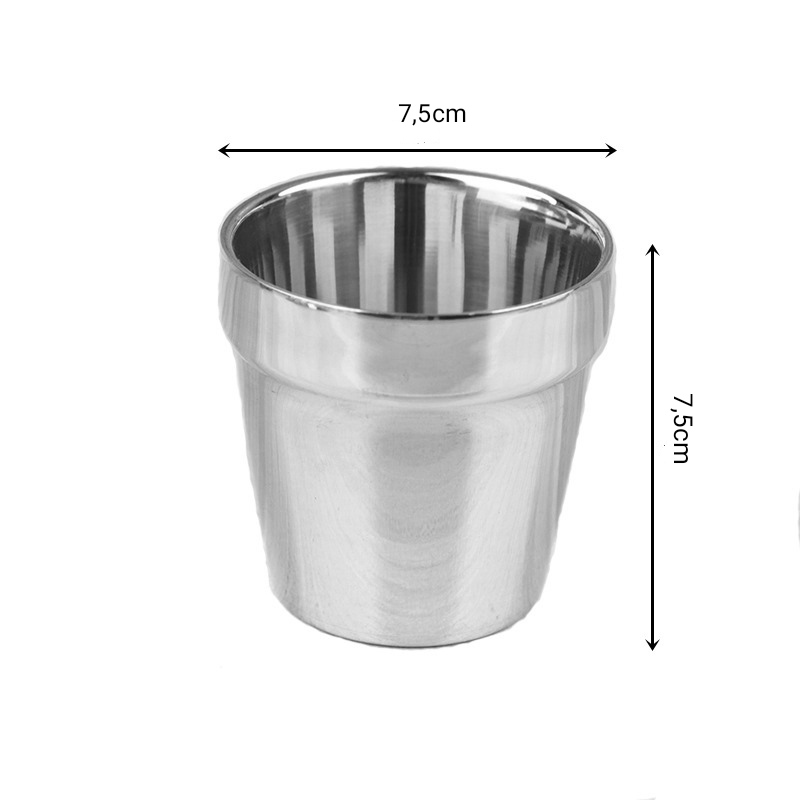 Bộ 3 Ly inox cách nhiệt 304 cao cấp bóng gọn 175ml chống nóng tay thích hợp cho người già trẻ em