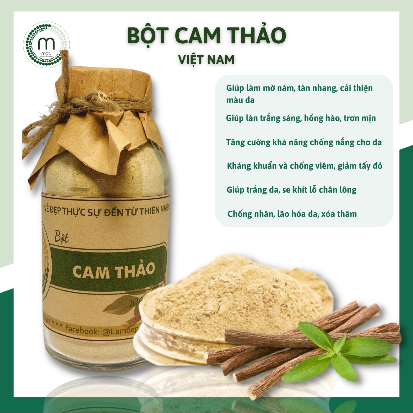 Bột Rễ Cam Thảo đắp mặt  nguyên chất từ thiên nhiên 100ml handmade