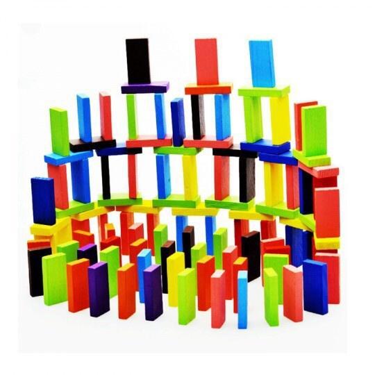 Đồ chơi xếp hình cho bé Domino gỗ 120 thanh màu thông minh, phát triển kĩ năng sáng tạo