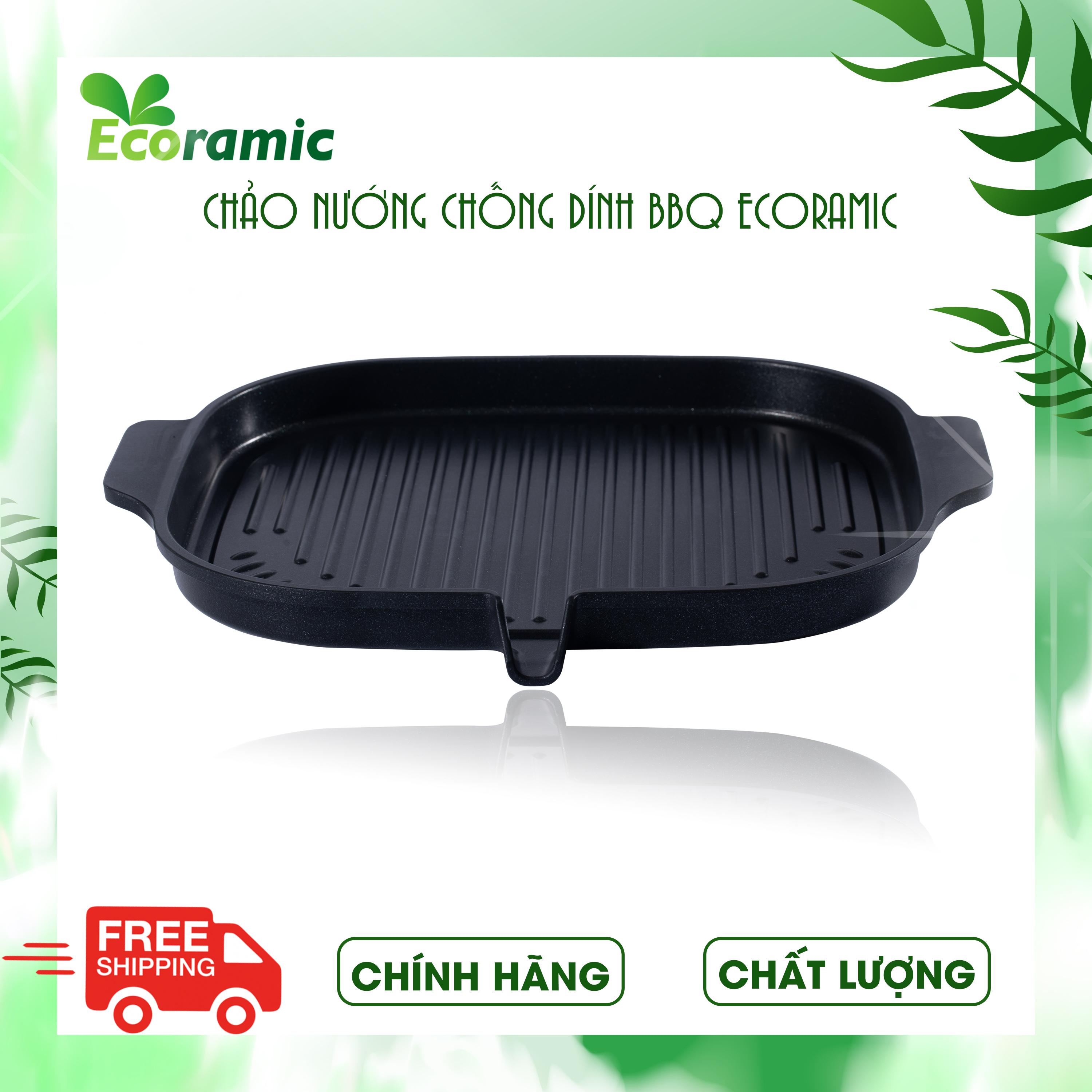 Chảo Nướng BBQ Ecoramic Đáy Từ  Chống Dính, Siêu Bền, Dùng được cho tất cả các loại bếp, Bảo hành chính hãng 2 tháng