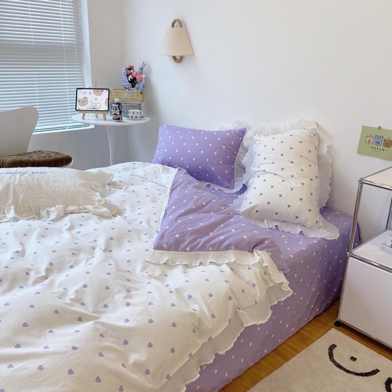 Set Cotton bèo 100%cotton Hàng Nhập Khẩu Cao Cấp 4 Món Tim Vàng Có Thể Sử Dụng Cả 2 Mặt Để Đổi Mới Không Gian Phòng