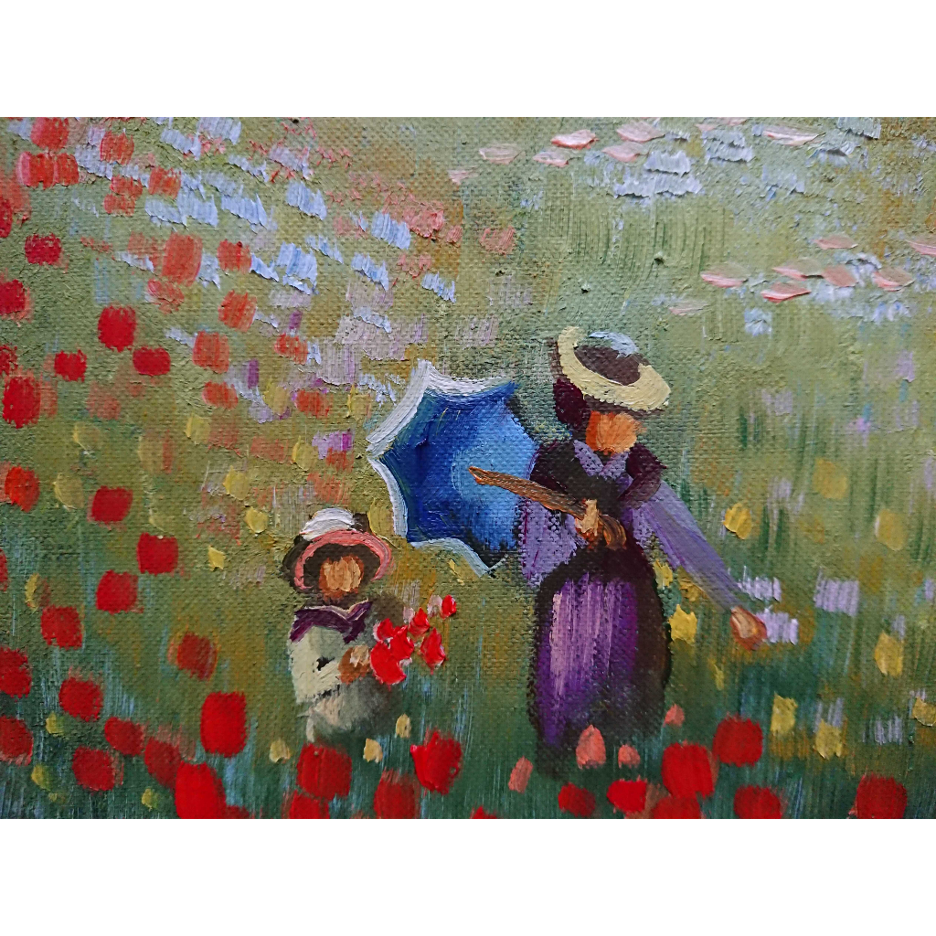 Đồi Hoa Anh Túc (Monet) - Tranh Sơn Dầu Vẽ Tay 30x40cm