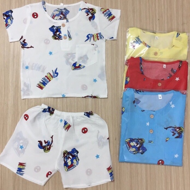 Combo 3 bộ quần áo bé Trai Cộc Tay vải Tole, lanh loại đẹp, size 1 đến 9 cho bé 5 đến 26kg, hàng Việt Nam chất lượng cao