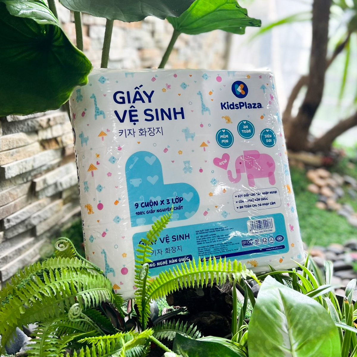 Giấy vệ sinh 9 cuộn 3 lớp Kids Plaza