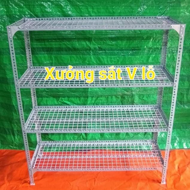 Kệ sắt v lỗ ( vỉ lưới sắt ô vuông) Rộng 40cm x Dài 1,2M ( Cao từ 60cm đến 1,5M) Nhiều tầng kệ