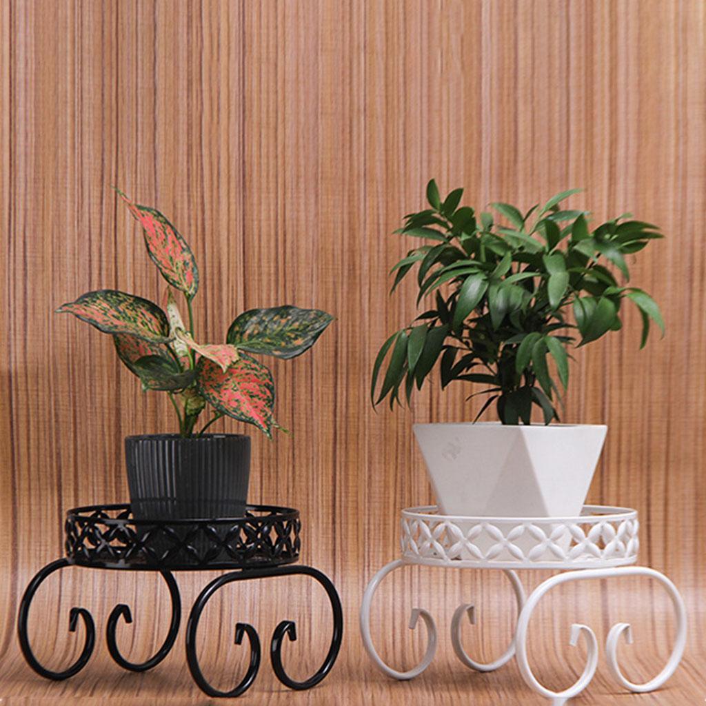 Indoor Pot Iron Patio Decor  Shelf Outdoor Metal Display White
