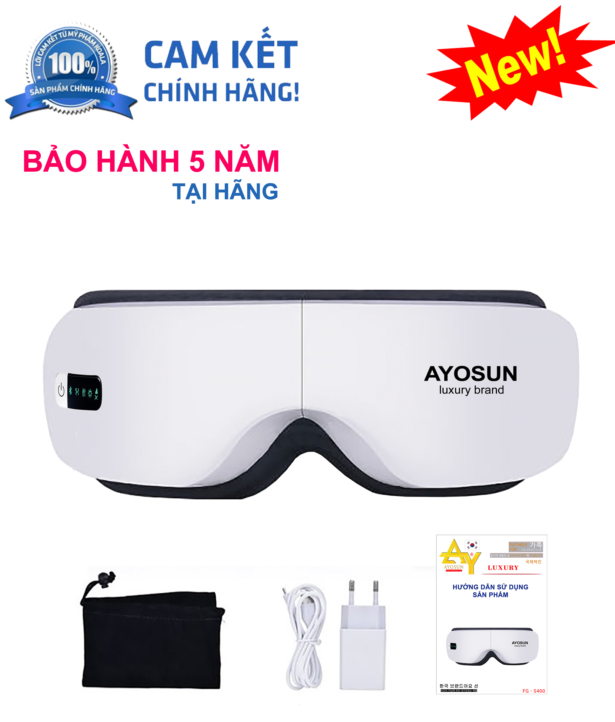 Máy Mát Xa Xông Hơi Cho Mắt aYosun Hàn Quốc Massage Tích Hợp Bluetooth Nghe Nhạc Thư Giãn