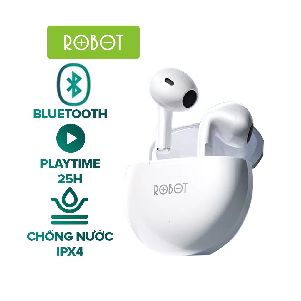 Tai Nghe Bluetooth TWS ROBOT Flybuds T10 - Chơi Nhạc 25H - Chống Nước IPX4 - Thiết Kế Công Thái Học - Hàng Chính Hãng