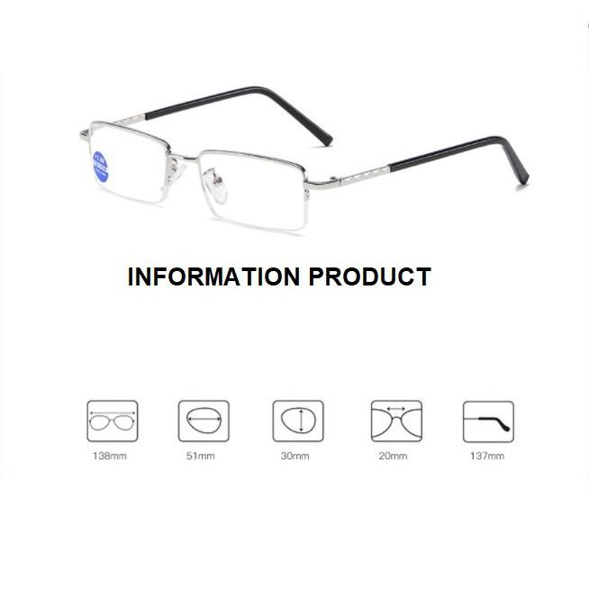 Kính lão thị viễn thị titanium màu Bạc sáng Silver Nhật sẵn độ từ +100 đến +400 kiểu dáng doanh nhân sang trọng