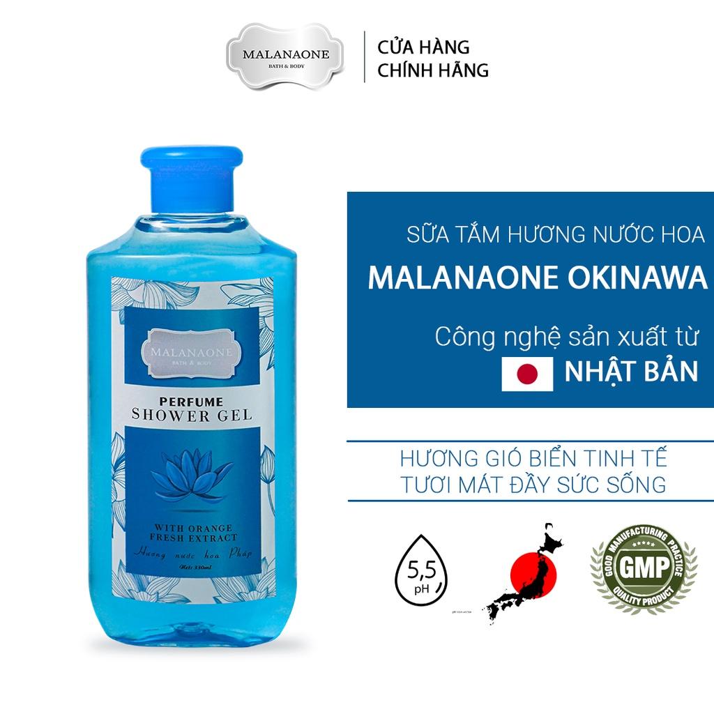 Sữa tắm trắng da, dưỡng da DIỆT KHUẨN toàn thân hương nước hoa Nữ Malanaone Okinawa, hương gió biển tươi mát 330ml