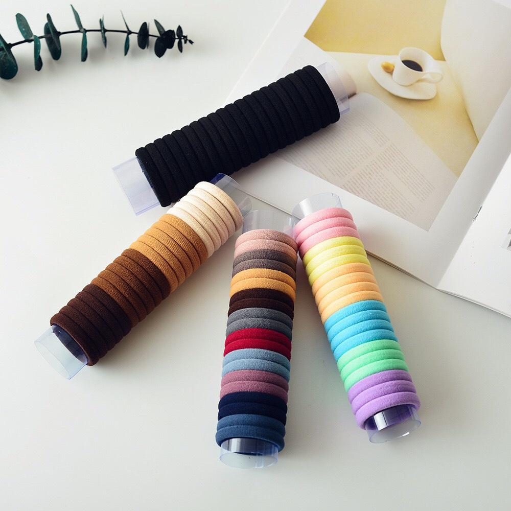 Hộp 20 Dây Buộc cao su mini đơn giản nhiều màu sắc Tóc Co Giãn