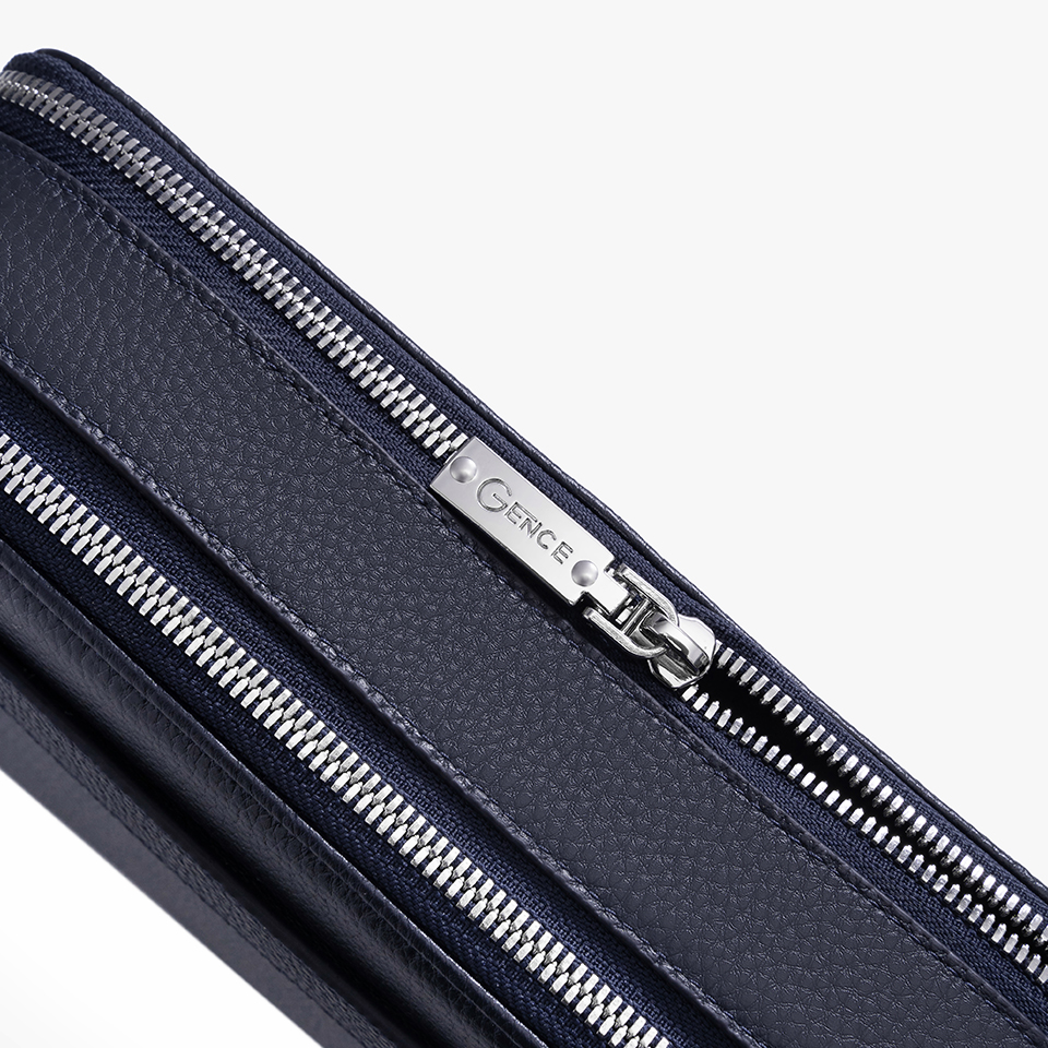 Túi Cầm Tay Nam Đeo Chéo Chính Hãng GENCE TC04 Da Bò Cao Cấp Màu Xanh Navy