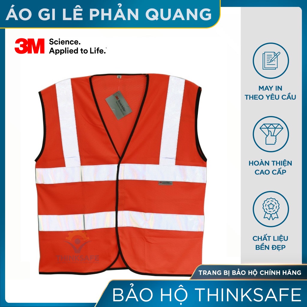 Áo phản quang lưới 3M Thinksafe vải thoáng mát, mỏng nhẹ chuyên dùng cho công nghiệp, nhận may, in ấn theo yêu cầu