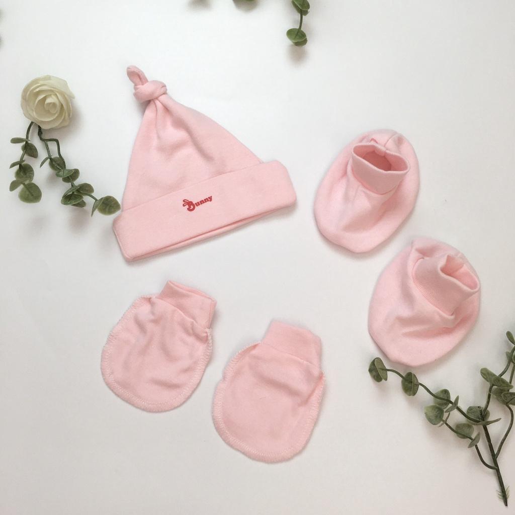 Set mũ bao tay bao chân sơ sinh Bunny thun cotton mềm