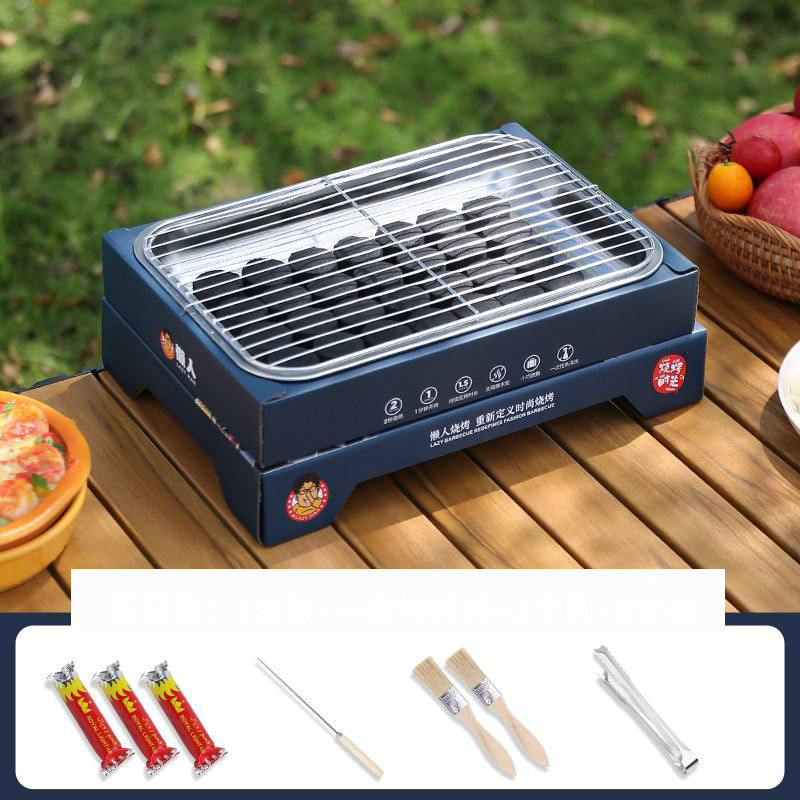 Bộ vỉ nướng BBQ dùng 1 lần nhỏ gọn tiện dụng dễ mang đi màu ngẫu nhiên size 2-3 người