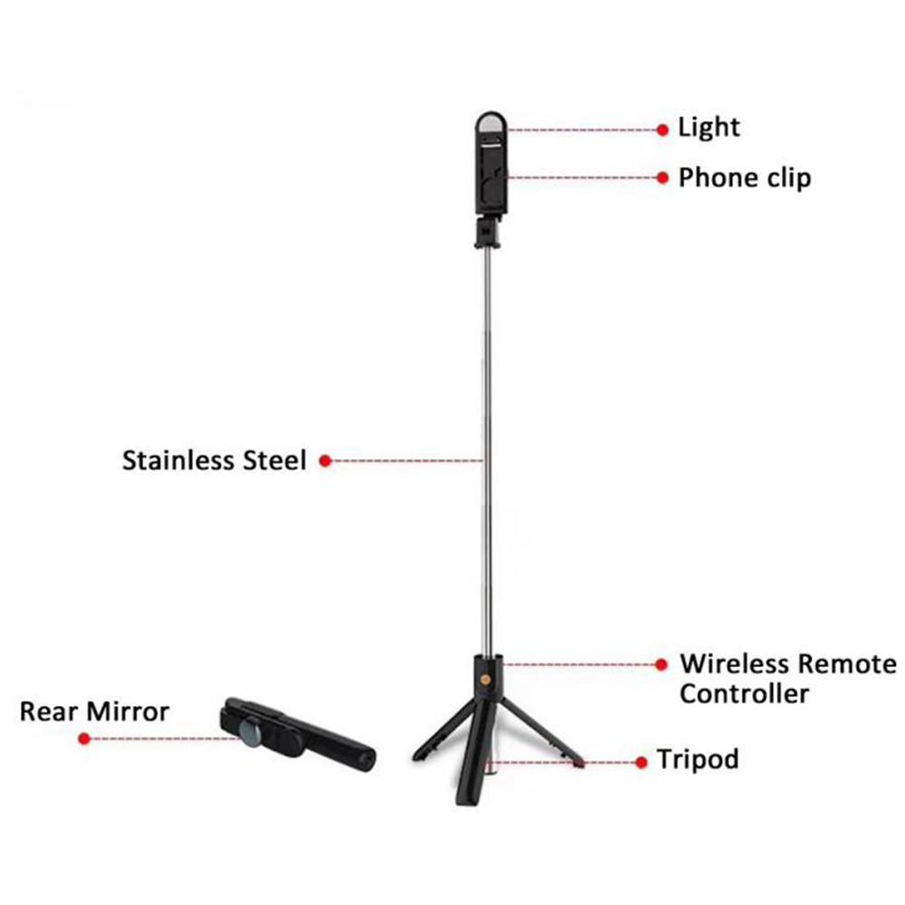 Gậy chụp ảnh tự sướng K10S Di động đa chức năng 3in1 5 phần có thể mở rộng có thể gập lại cho chân máy BT không dây