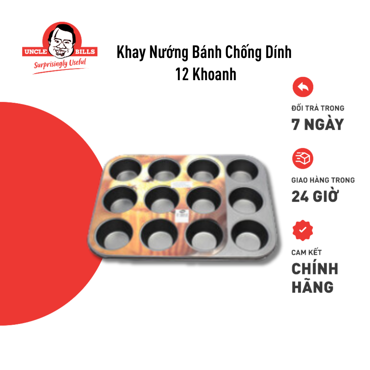 Khuôn Nướng Bánh Chống Dính 12 Khoanh Uncle Bills KC0020