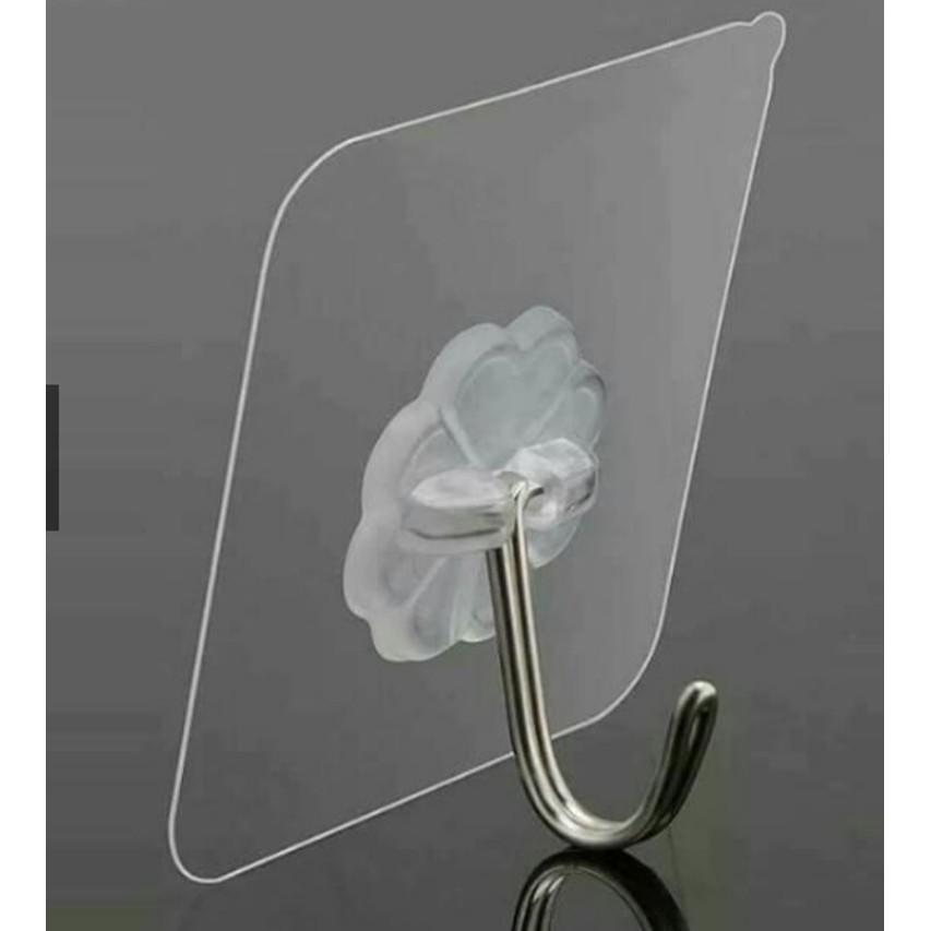 Set 10 Móc Dán Tường Siêu Dính Trong Suốt Chịu Lực Tốt Treo Tường Chắc Chắn
