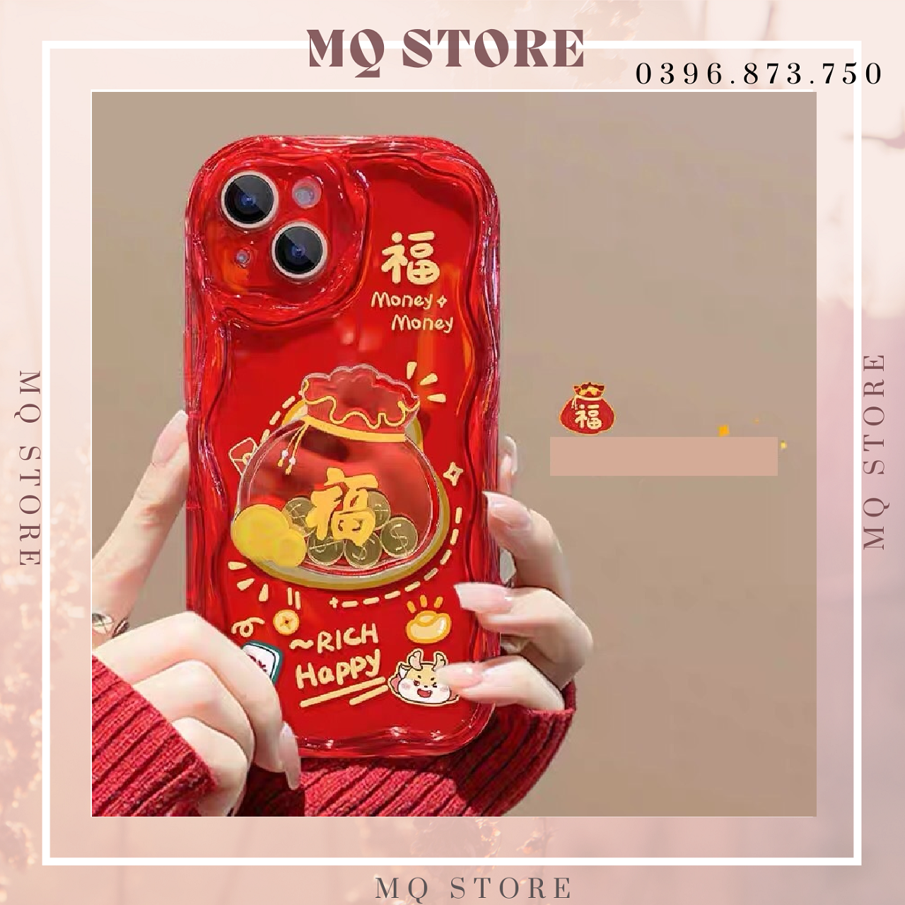 Ốp lưng cho iPhone 15 | 15 Plus | 15 Pro | 15 Pro Max | 14|13|12|11|11Pro Max viền sóng túi thần tài sang trọng Kai Nguyễn( hàng chính hãng)