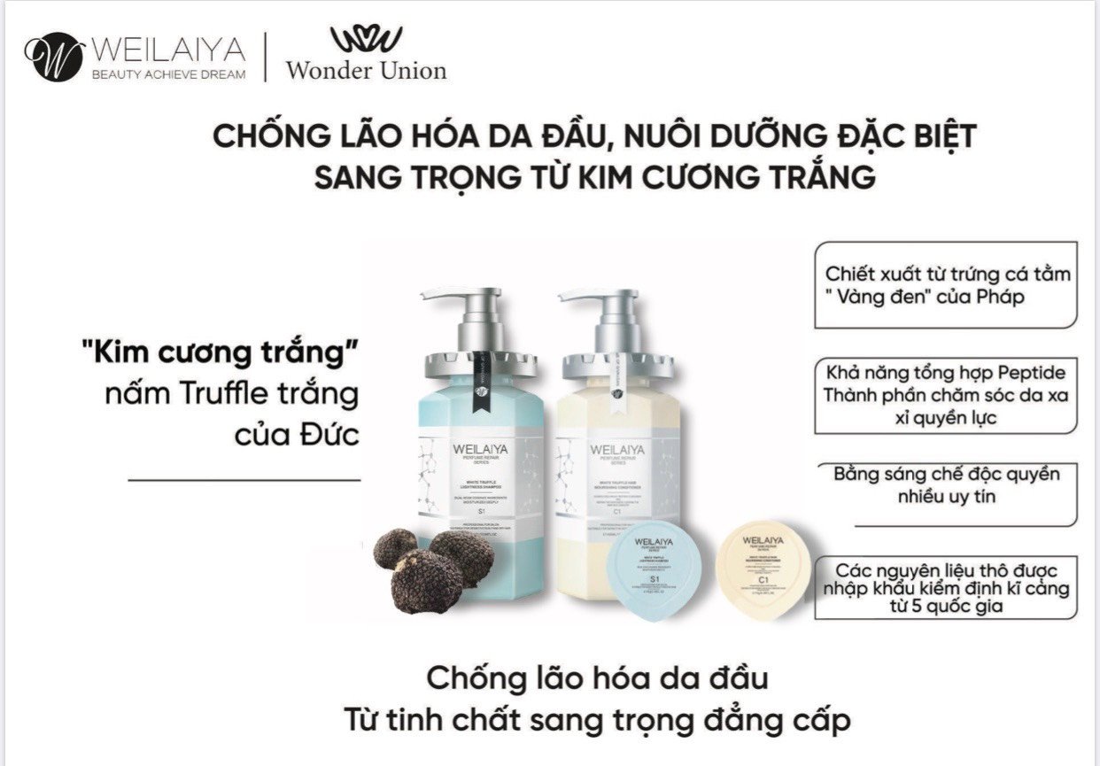 Gội xả nấm Truffle Weilaiya giúp phục hồi đa tầng cho mái tóc - set mini bộ 5 sản phẩm