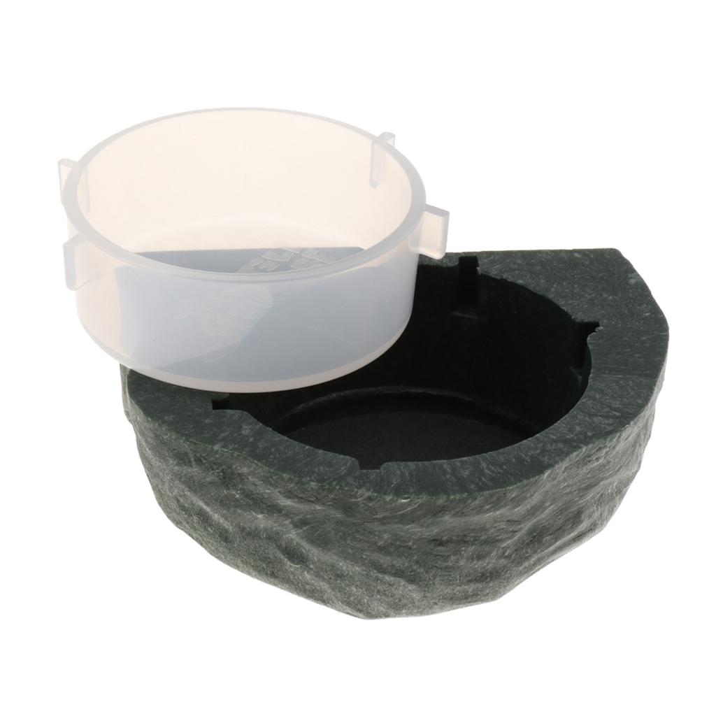 Mini Magnetic Gecko Feeder Ledge Reptile Terrarium Decor. Feeding Bowl Green