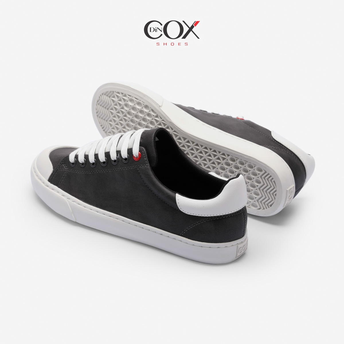 Giày Sneaker Da Nam DINCOX C13 Cách Điệu Sáng Tạo Charcoal