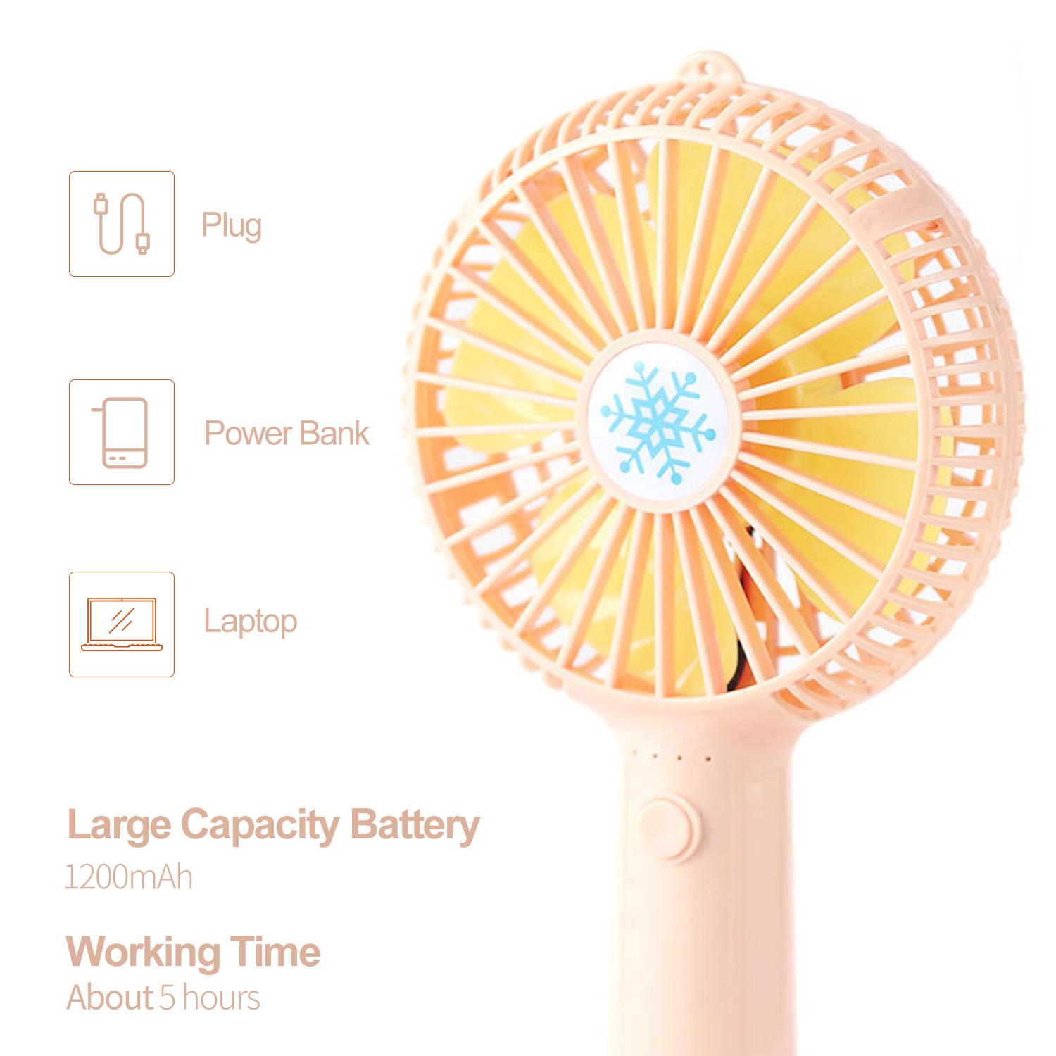 Quạt cầm tay Mini di động với 3 tốc độ quay, hoạt động yên tĩnh, sạc USB