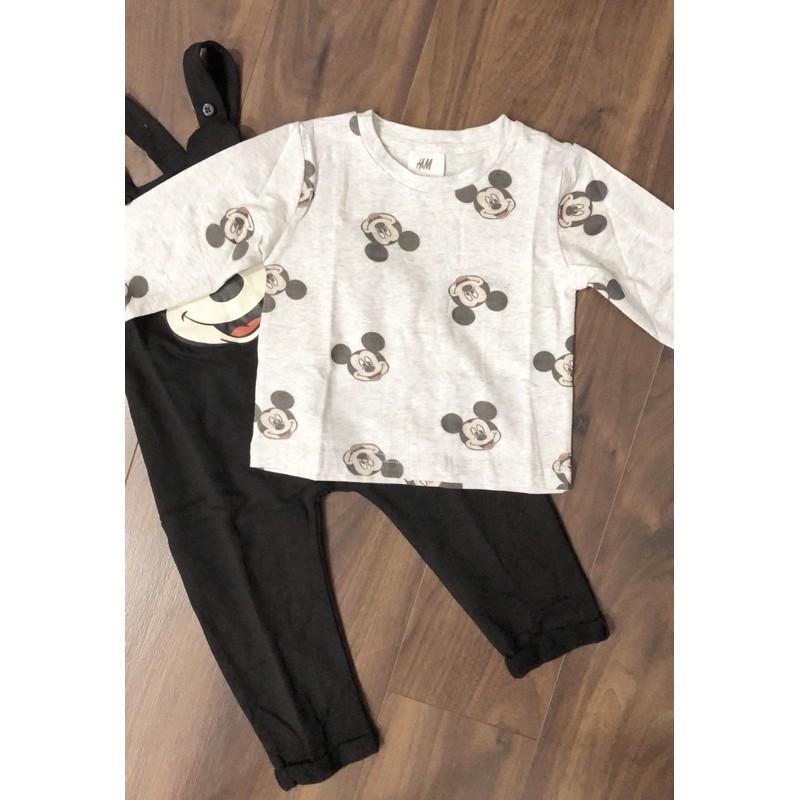 Set Yếm Mickey Kèm Áo Thun Cotton HM