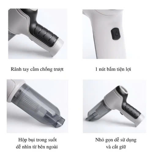 Máy Hút Bụi Cầm Tay Mini Tamashiho Nhật Bản 120W - Lực Hút 9000Pa, Bộ Lọc HEPA, Pin 4000mAh, Đa Chức Năng, HÀNG CHÍNH HÃNG MINIIN