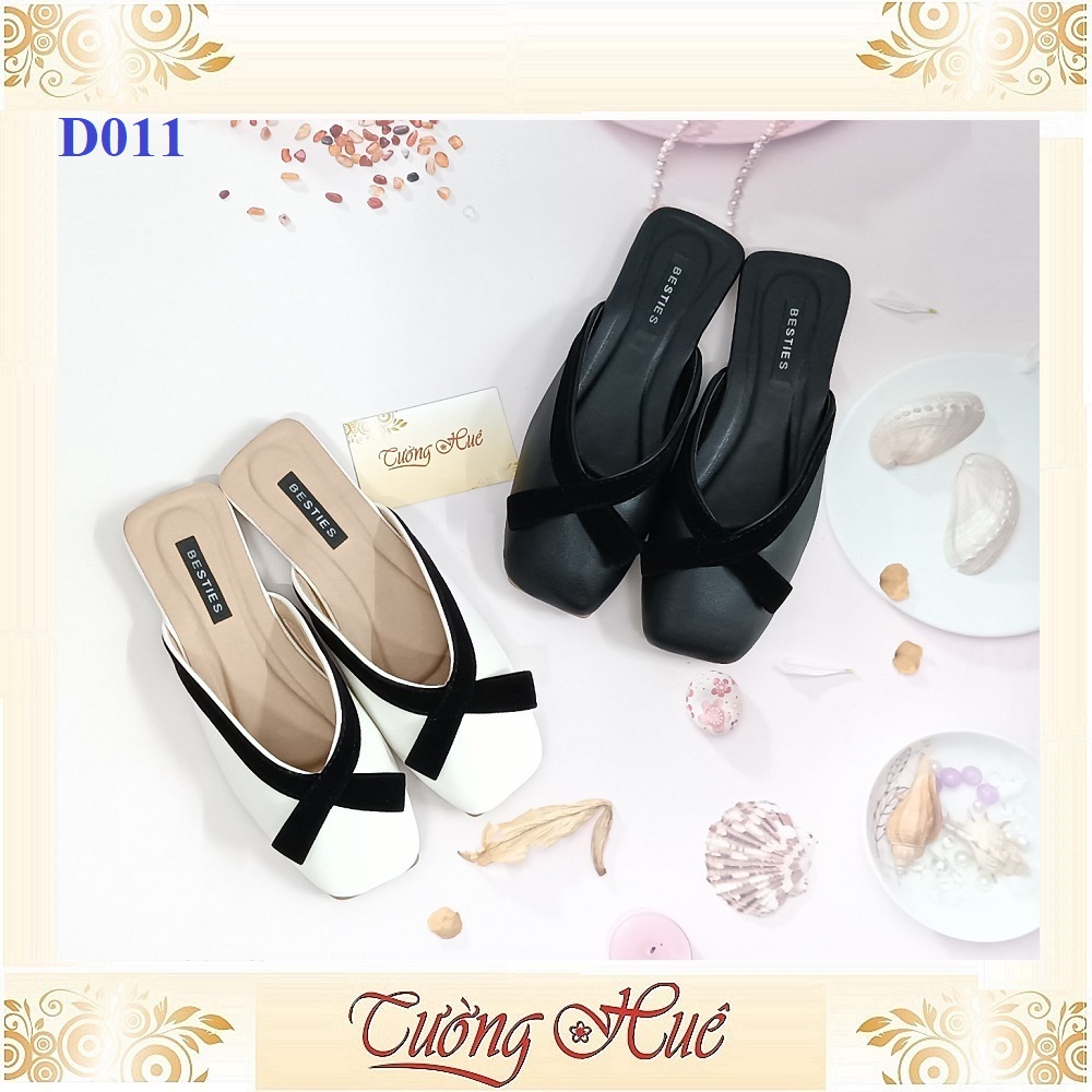 Dép Sục Nữ Đế Bệt Mũi Vuông Viền Nơ - D011