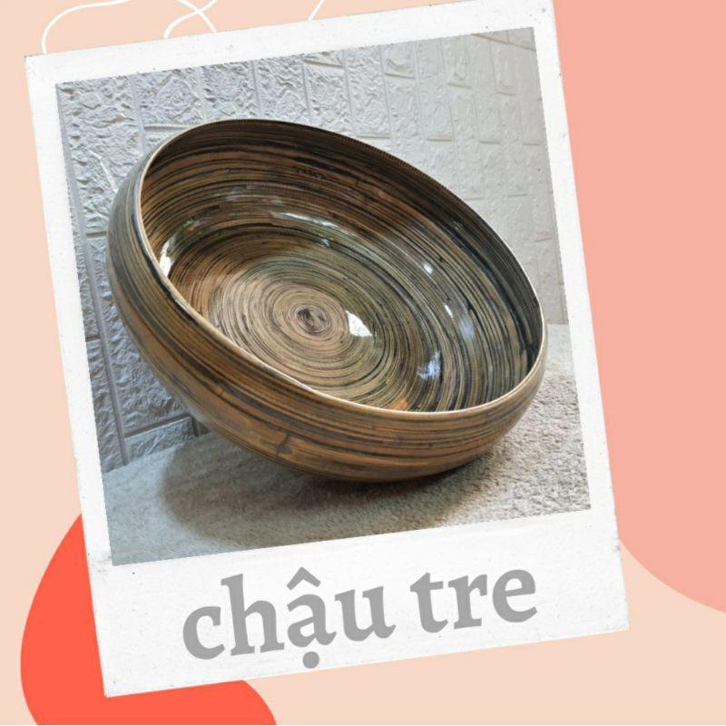 Chậu ngâm chân bằng tre kích thước rộng 40cm sâu 15cm, dung tích 10lit