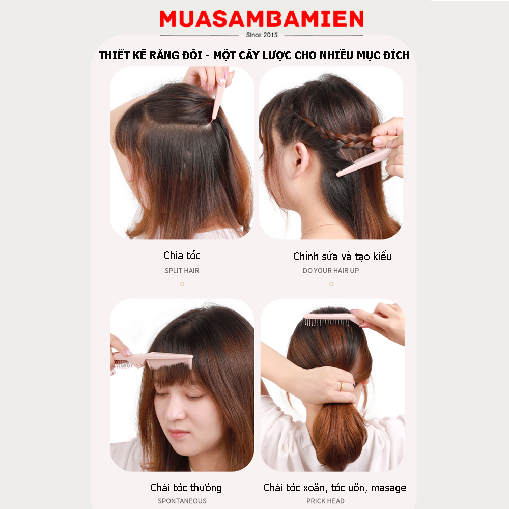 Lược chải tóc mini gấp gọn tiện lợi cao cấp Hair Style, lược gấp mini bỏ túi cao cấp