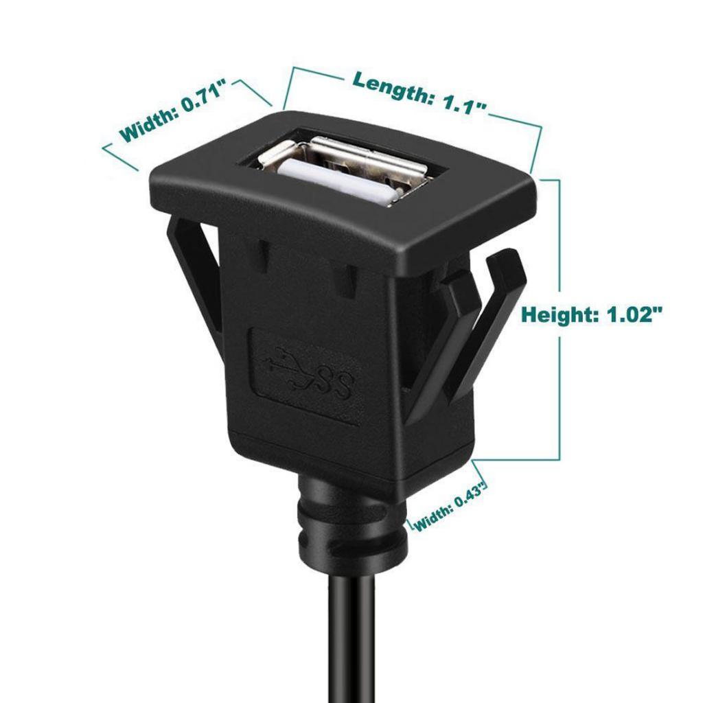 USB2.0 Extension  Mount Cable for car boat Motorcycle Flush Dashboard