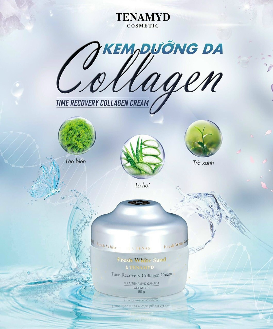 Kem dưỡng da Collagen Time Recover Collagen Cream Fresh White Sand by TENAMYD 50ml