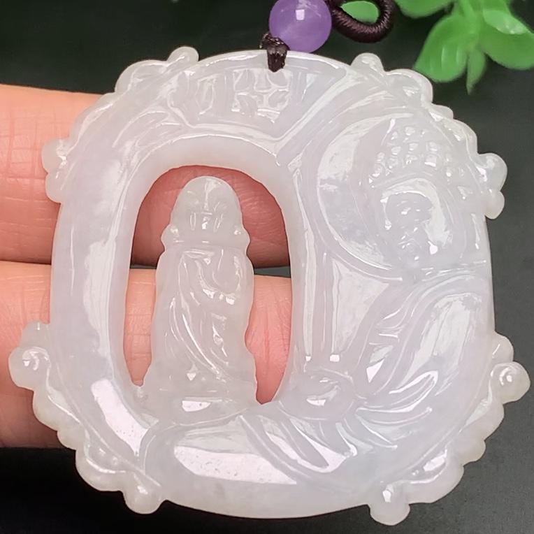 Mặt Phật bạch Ngọc phỉ thúy thiên nhiên Jadeite A