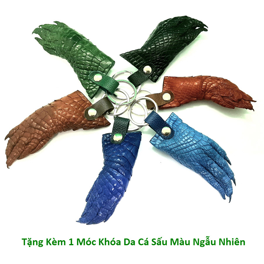 Ví Nam Da Cá Sấu Cao Cấp Khôi Nguyên CS1-VI0BB5 (Nâu Đỏ) + Tặng kèm móc khóa da cá sấu, hộp và túi giấy đựng quà sang trọng