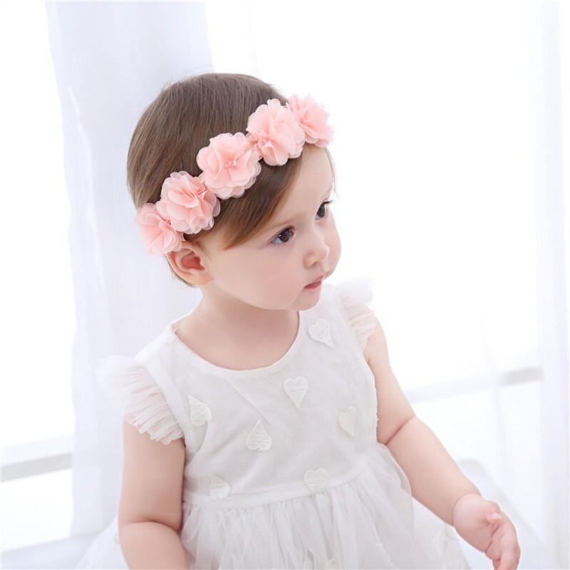 Băng đô cho bé gái tiểu thư dễ thương, Turban hoa cho bé
