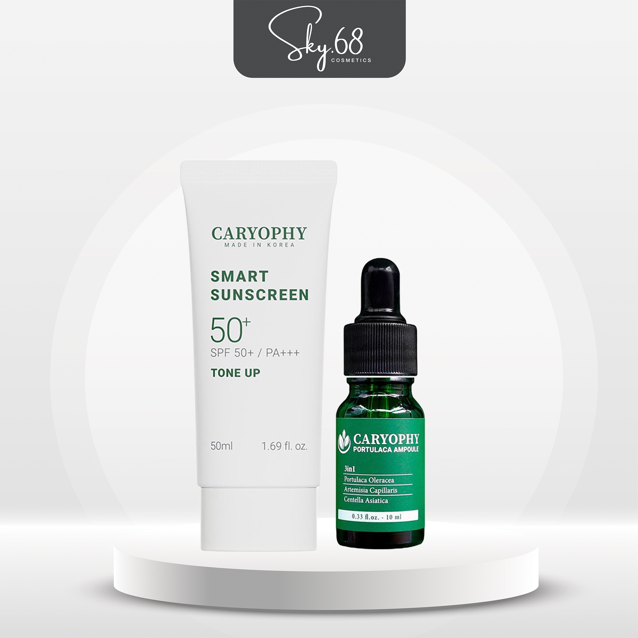 Combo 2 Sản Phẩm Ngừa Mụn, Mờ Thâm, Bảo Vệ Da CARYOPHY (Serum 10ml + KCN Tone Up 50ml)