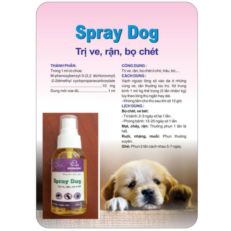 Spray Dog Vemedim - Thuốc xịt ngăn ngừa ve rận, chấy, bọ chét cho chó chai 50ml