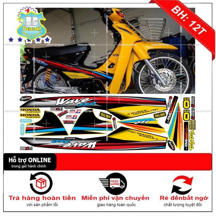 Tem rời wave nhỏ đời đầu 110 vàng đen