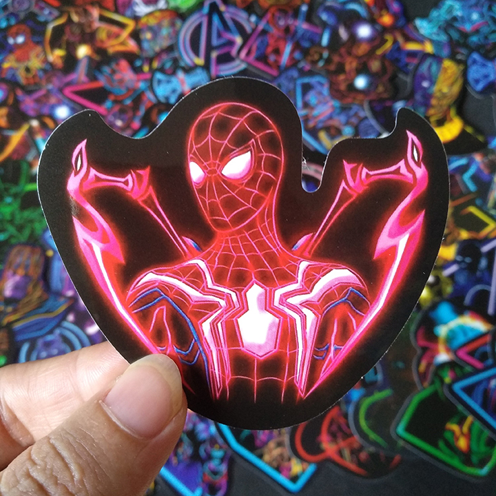 Bộ Sticker dán cao cấp chủ đề AVENGERS PHONG CÁCH ĐÈN NEON - Dùng dán Xe, dán mũ bảo hiểm, dán Laptop...