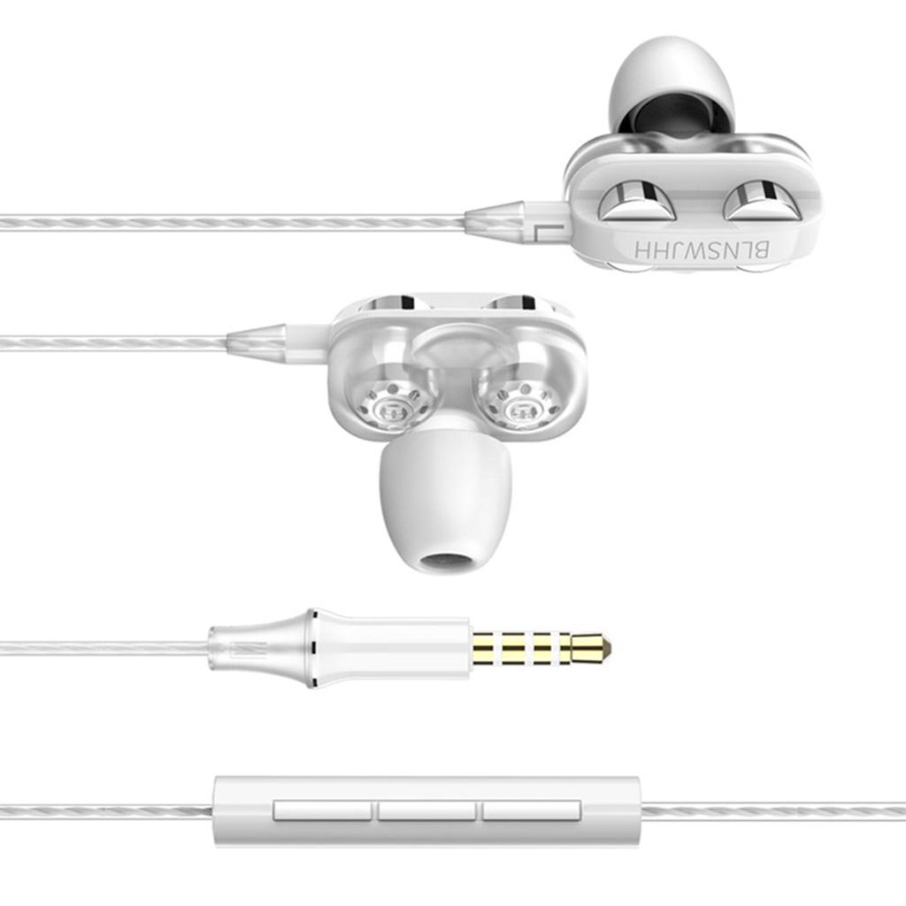 Dual Driver 3.5MM in-Ear Wired Earphones HiFi Stereo Bass Earbuds Headphones with Microphone for Phone Computer Headset