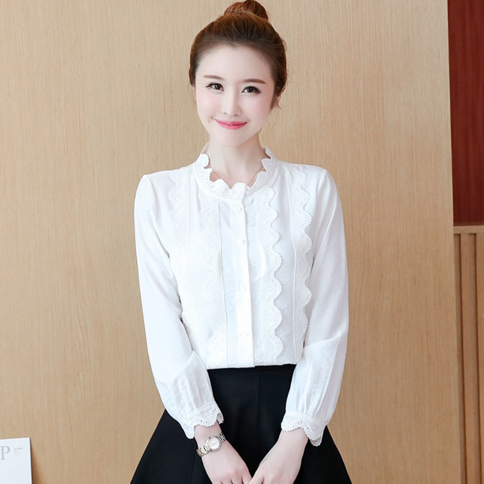 Áo Sơ Mi Nữ Áo Nữ Áo Kiểu Phối Ren Hành Chính  - N615