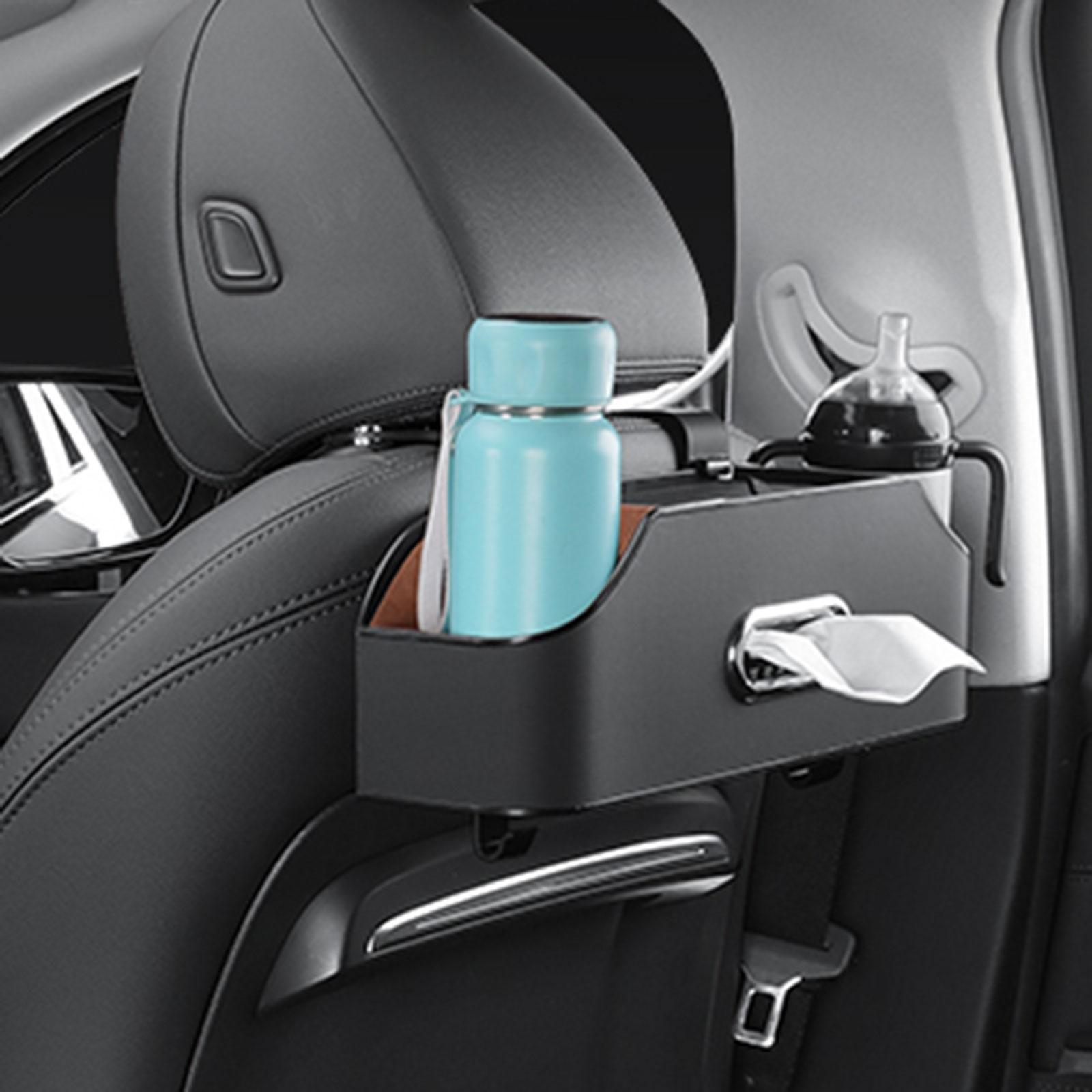 Car Headrest Seat Hanging Organizer with 2 Coasters Cup Holder Napkin Holder Durable 34.8x12x9.3cm Tear Resistant Waterproof Multifunctional