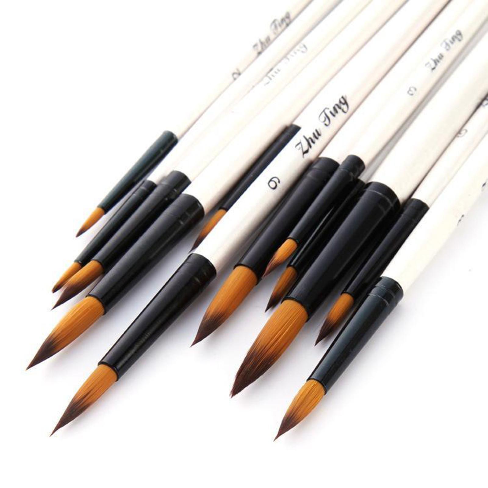 Paint Brushes Set,12Pcs Round Pointed Tip Paintbrushes Nylon Hair Artist Acrylic Paint Brushes for Acrylic Oil Watercolor, Face Nail Art,Rock Painting